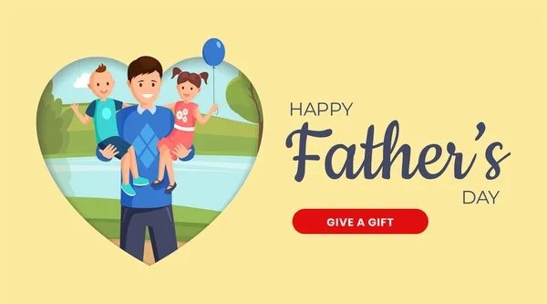 Father day web banner vector template. Family holiday social media notification concept with flat illustration. Internet store application, online gift shop landing page, webpage layout concept