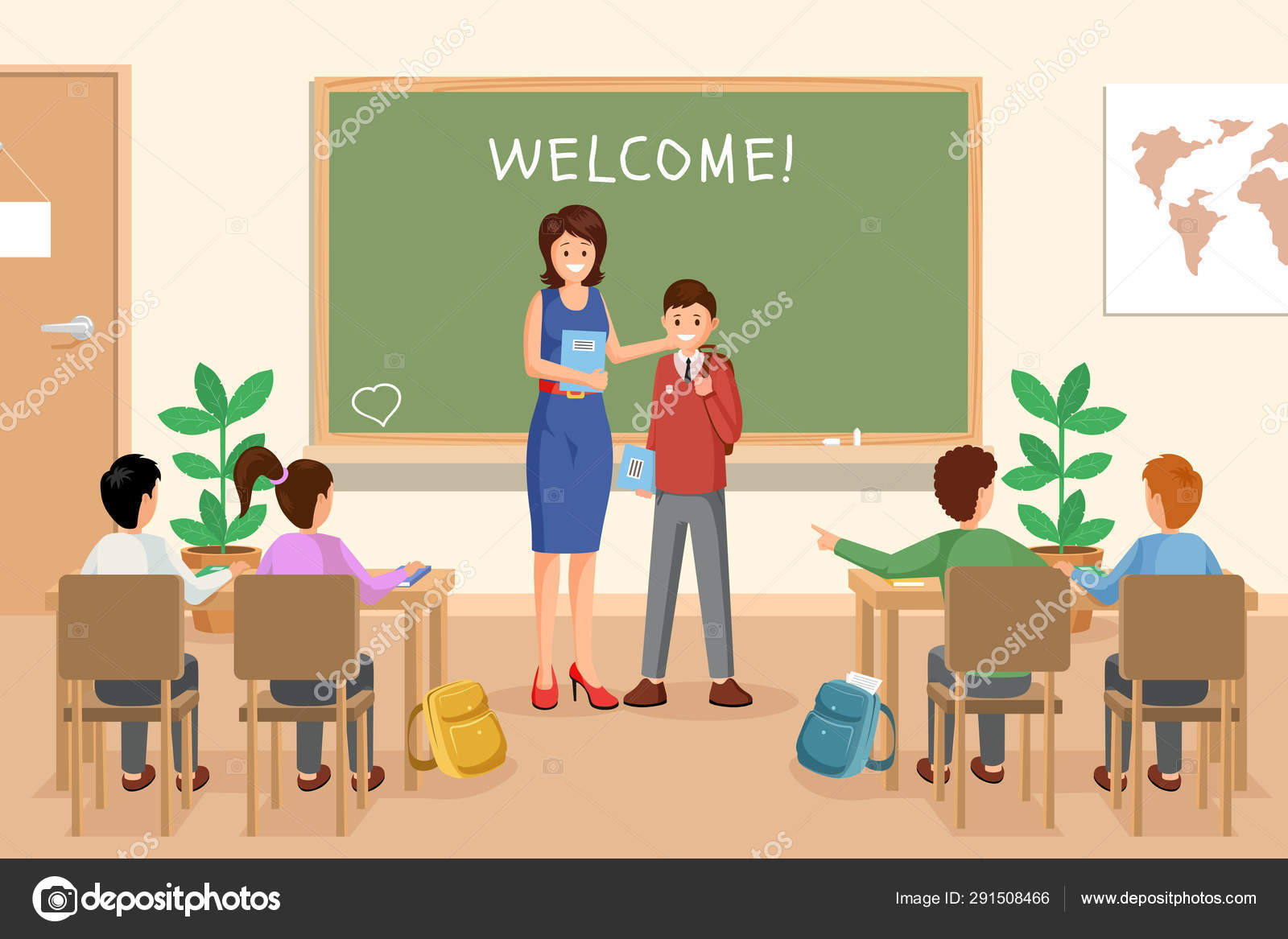 Student Listening To Teacher Cartoon 