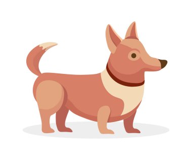 Şirin köpek yavrusu hayvan vektörü düz çizgi film çizimi. Evcil komik hayvan, bir köpeğin portresi..