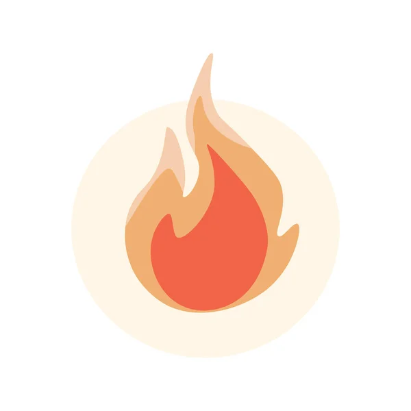 Ilustración plana del vector de llama de fuego aislada sobre fondo blanco. Fuego llama icono naranja. — Archivo Imágenes Vectoriales