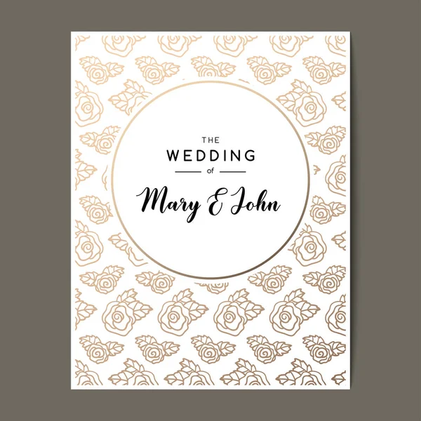 Elegante Hochzeitseinladung Hintergrund Vektor Card Design Mit Ornament Aus Goldenen — Stockvektor