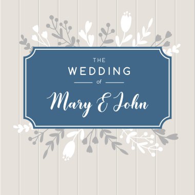 Şık düğün davetiyesi arka plan. Vektör tebrik kartı tasarımı çiçekli.