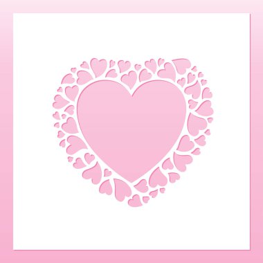 Kalplerin ihale kare olan ajur kare. Lazer kesme şablonu için tebrik kartları, zarf, düğün davetiyeleri, iç dekor elementleri.