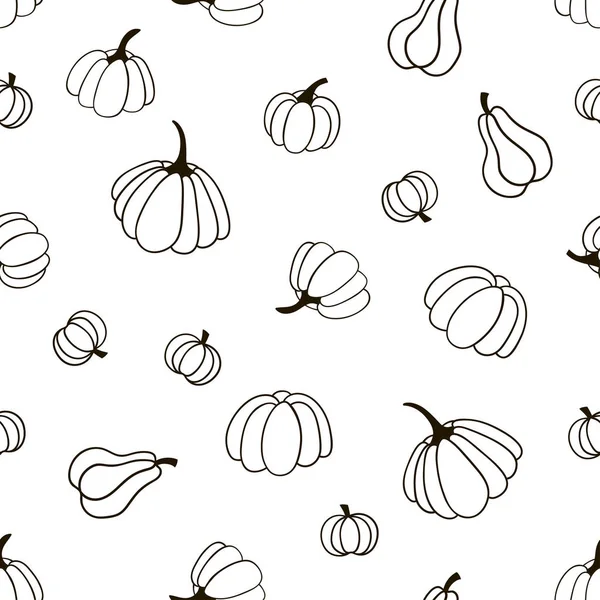 Seamless Pattern Pumpkins Black White Vector Template Suitable Fabric Textile — Stock Vector