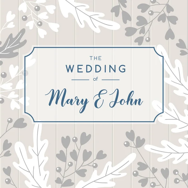 Elegante Hochzeitseinladung Hintergrund Vektor Grußkartendesign Mit Zarten Floristischen Elementen Und — Stockvektor