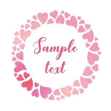 Pembe degrade kalplerin yuvarlak ihale çerçeve. Vektör Sevgililer günü arka plan.