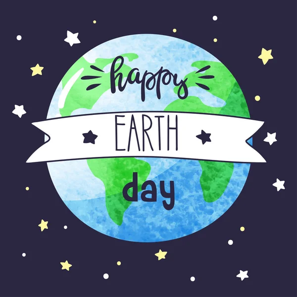 Día de la Tierra vector tarjeta de dibujos animados. Vector . — Vector de stock