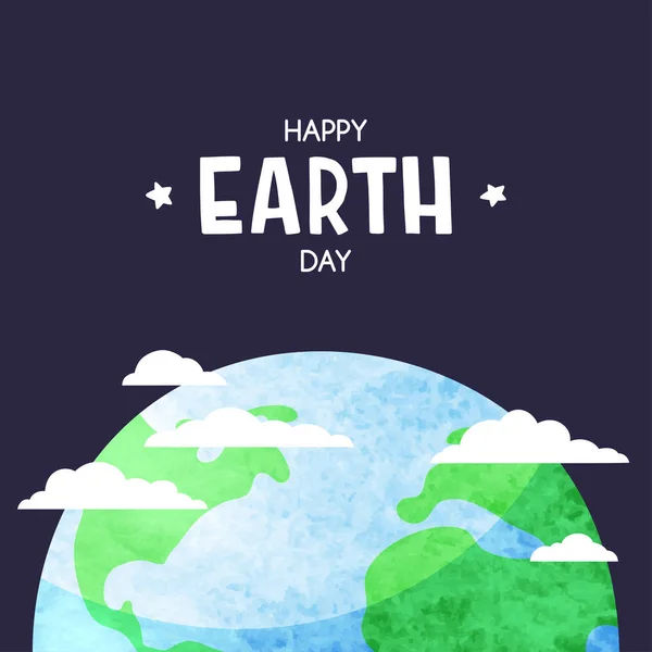 Planeta Země Mraky Temné Obloze Happy Earth Den Pozadí — Stockový vektor