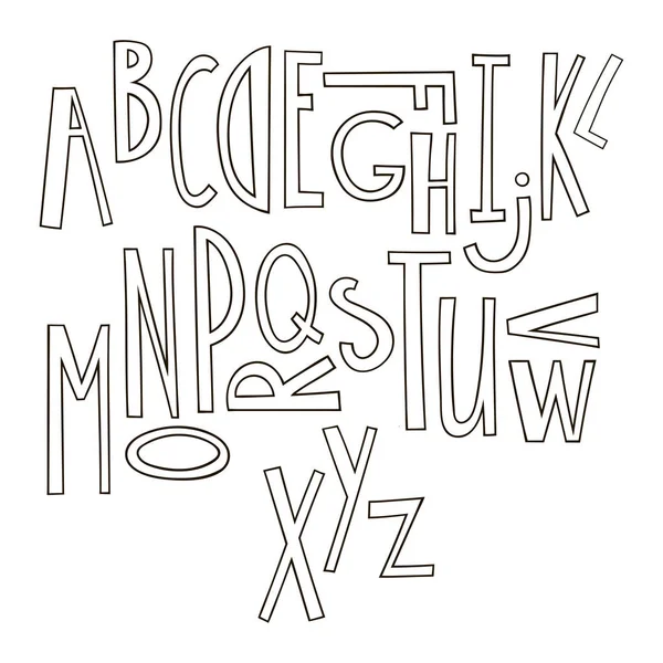 Black White Hand Drawn Graphic Font Cartoon Alphabet Suitable Design — Stock Vector