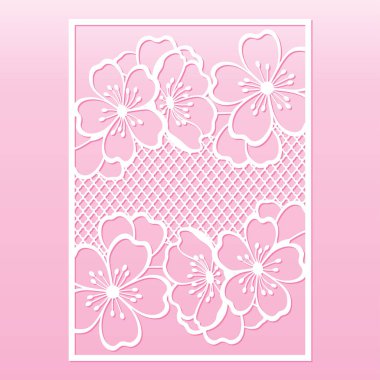 Şube çiçekleri kiraz veya sakura. Lazer kesme şablonu.