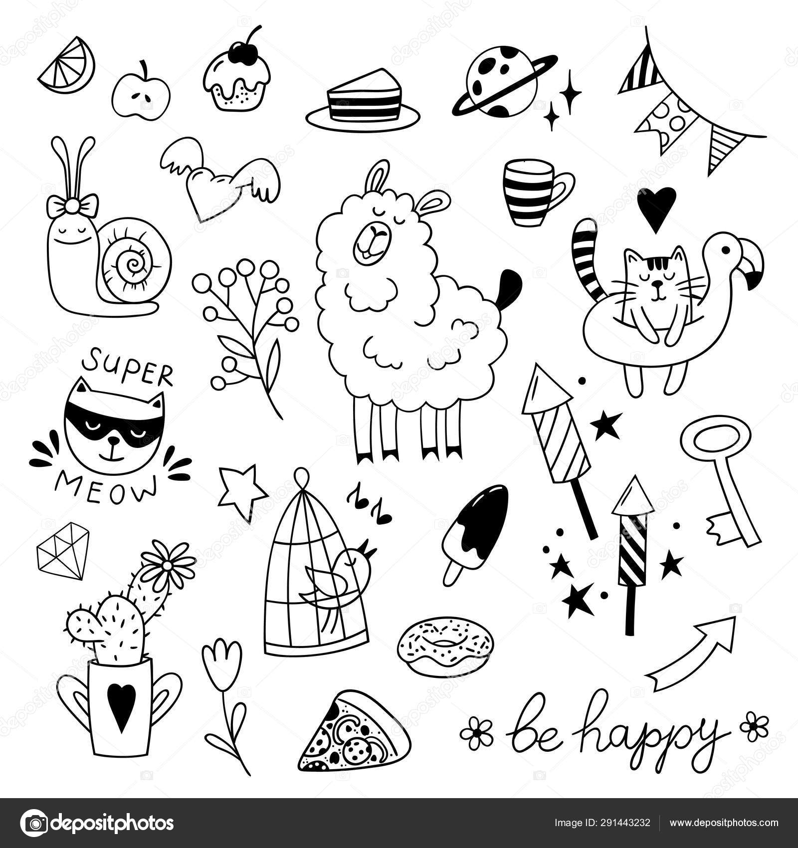 Set of cute childish doodles. Vector clipart. Stock Vector by ...