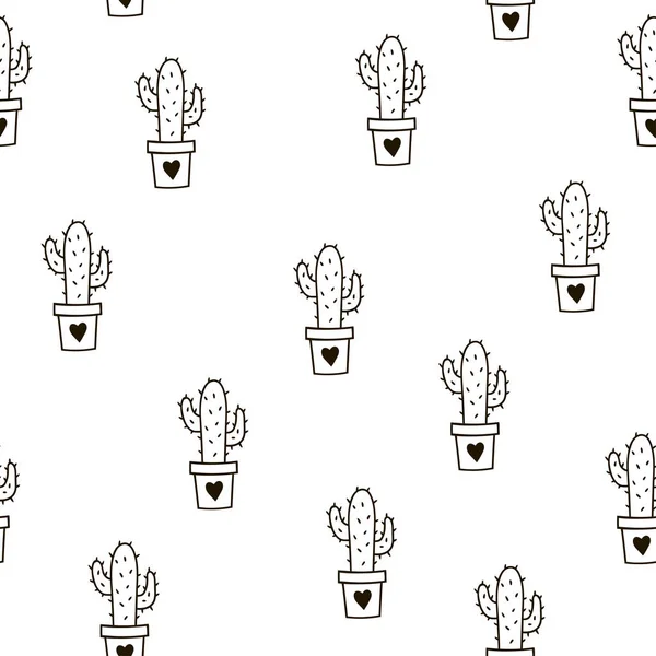Sömlösa mönster med söta kaktusar. Vektor-mall. — Stock vektor