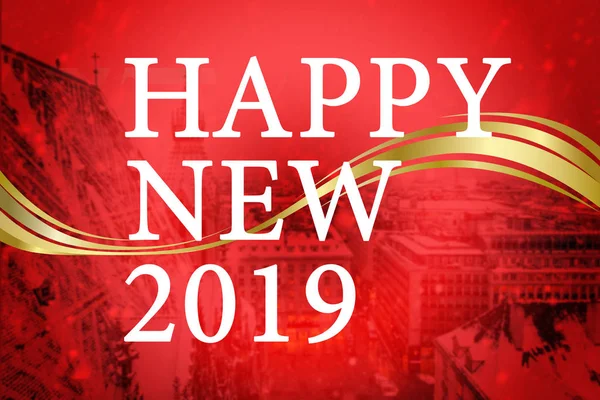 Cartaz Com Texto Feliz Ano Novo 2019 — Fotografia de Stock