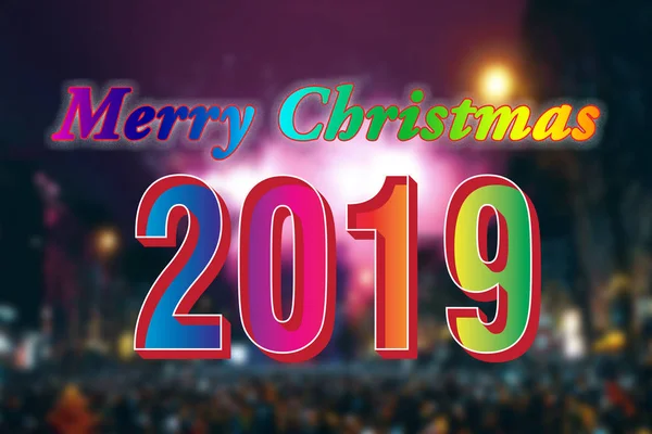 Merry Christmas 2019 Colorful Poster — Stock Photo, Image