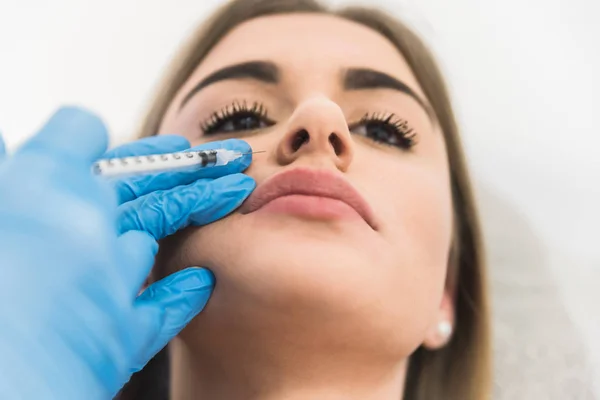 Front View Young Woman Having Nose Top Injection Nose Lifting — Stock Photo, Image