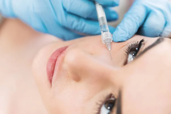 Close Young Woman Having Hyaluronic Fillers Her Face — Stock Photo, Image