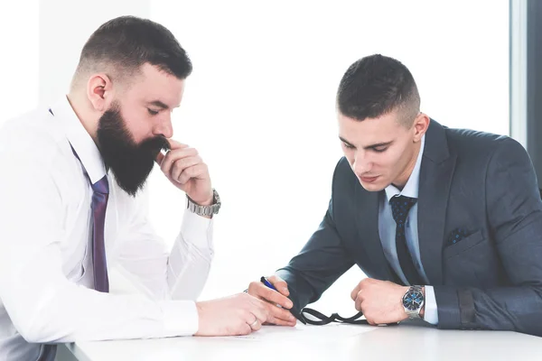 Young Ambitious Businessman Talking His Proud Boss His Strategy Plans — Stock Photo, Image