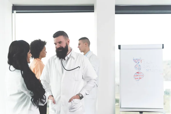 Team Young Ambitious Professional Doctors Discussing Patient Diagnosis Therapy Meeting — Stock Photo, Image