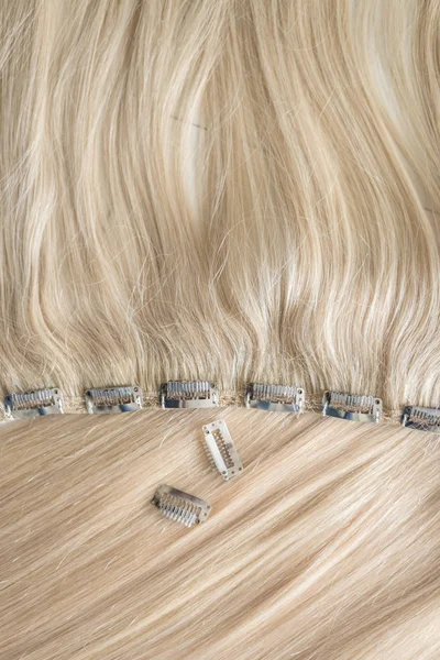 Close Van Clips Voor Haarverlenging Kapsel Apparatuur Concept — Stockfoto