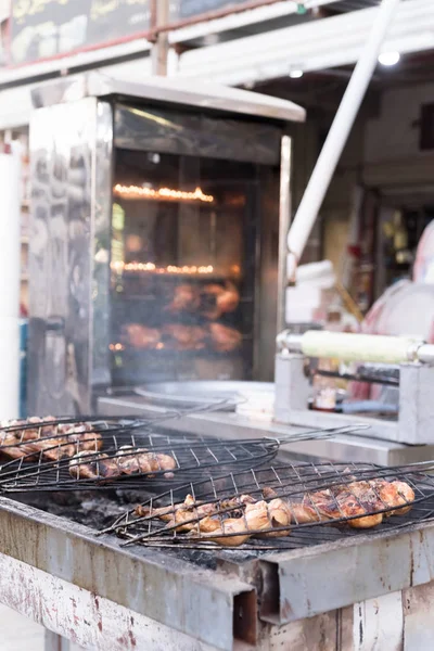 Barbecue on the grill. Selling food on the street