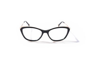 Miyop ya da basiretsiz gözlük, beyaz arka planda izole edilmiş, miyop kavramı.