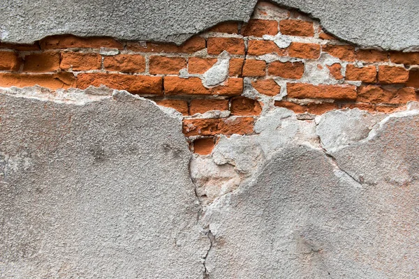 Parete Fragile Sfonda Muro Con Mattoni Rossi Rovinati Forte Consistenza — Foto Stock