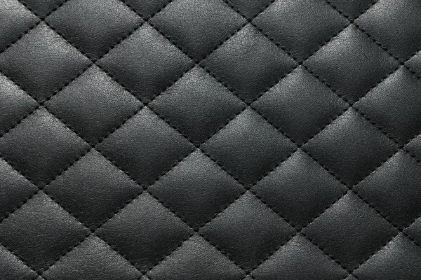 Mörkgrå Läder Textur Bakgrund Sydd Med Tråd Över Korset Närbild — Stockfoto