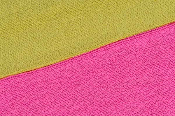 Twee Contrasterende Doek Texturen Roze Gele Neon Getextureerde Stof Gedetailleerd — Stockfoto