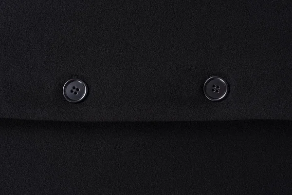 コピースペース付きブラックウールの質感 ボタン2つで製品 クラシックな服の質感 ボタン一つで — ストック写真