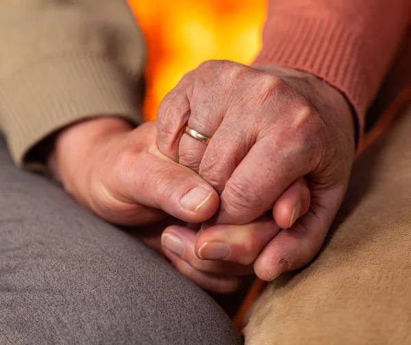 Senior Hands Man Woman Holding Resilience Commitment Concept — Stock Photo, Image