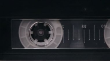 Teyp - kamera slaytlar arasında iki kaset oynarken retro çift güverte müzik kaset çalar detay