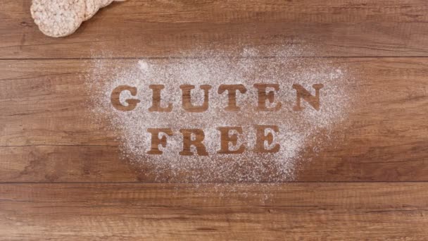 Produits Sans Gluten Rassemblant Autour Mots Écrits Dans Farine Spéciale — Video