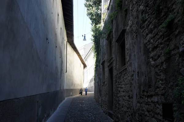 Bergamo Italy Calles Medievales Donde Sol — Foto de Stock