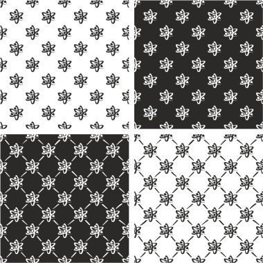 Atom Sembolü veya Atom İşareti Serbest El Dikişsiz Desen Seti