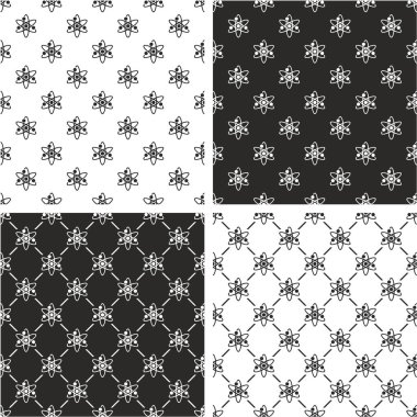 Atom Sembolü veya Atom İşareti Dikişsiz Desen Seti