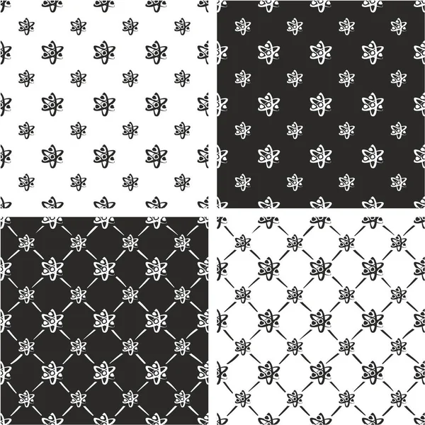 Signo de átomo o símbolo de átomo Freehand Big & Small Seamless Pattern S — Vector de stock