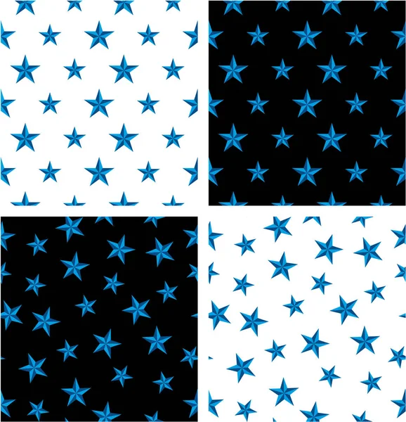 Blaue Farbe nautischer Stern groß & klein ausgerichtet & zufällig nahtlos p — Stockvektor