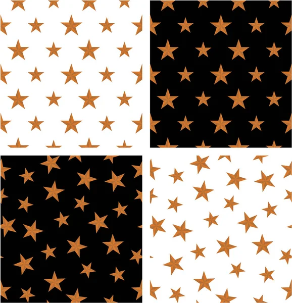 Bronze Color Nautical Star Big & Small Aligned & Random Seamless — Stock Vector