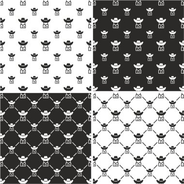 Şerif veya Cowboy Avatar Big & Small Dikişsiz Desen Seti