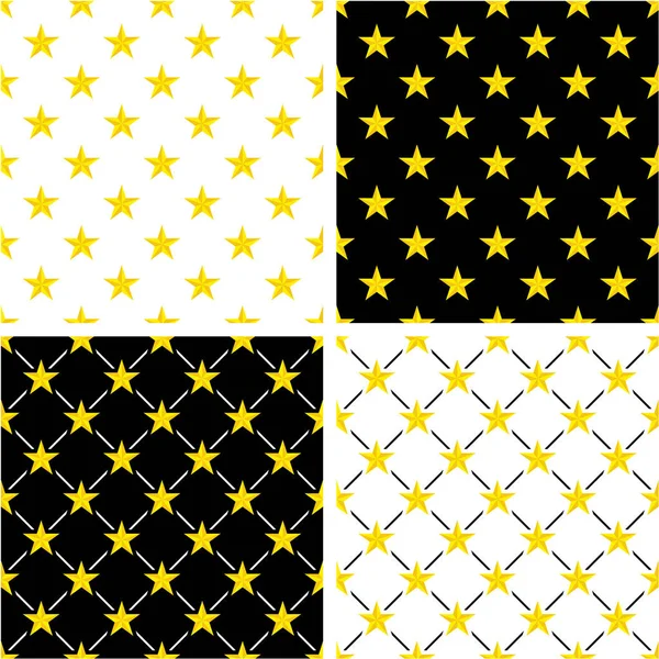 Conjunto de padrão sem costura estrela náutica de cor dourada — Vetor de Stock