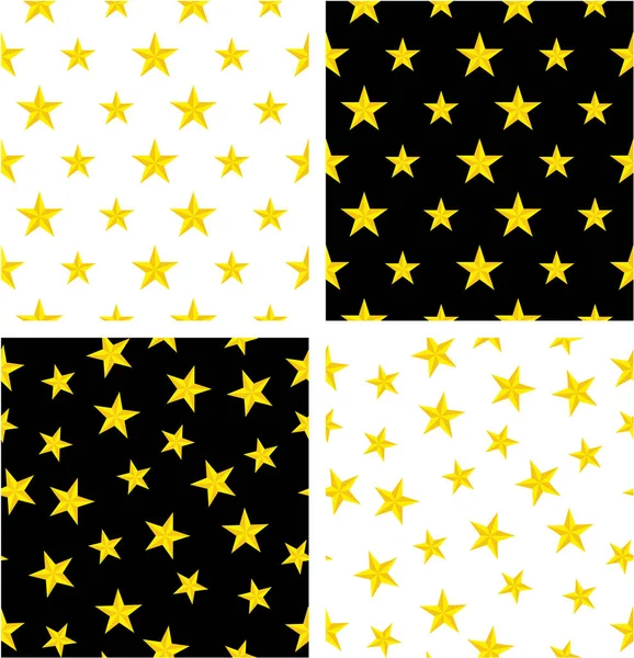 Gold Color Nautical Star Big & Small Aligned & Random Seamless P — стоковый вектор