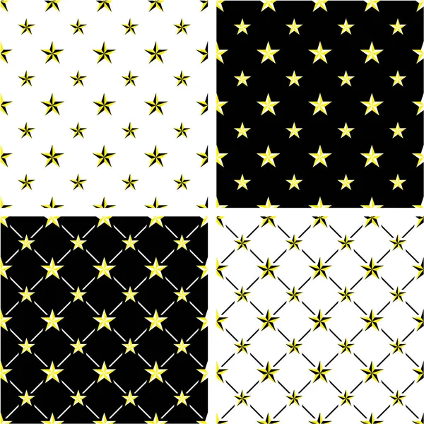 Guld & svart färg Nautisk stjärna Stor & liten sömlös mönster Se — Stock vektor