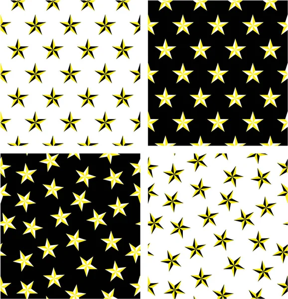 Ouro & cor preta estrela náutica alinhado & Patte sem costura aleatória — Vetor de Stock
