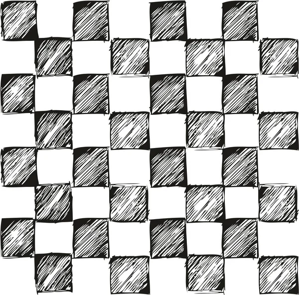 Thin Pen Doodle Checkered Simple — Stock Vector