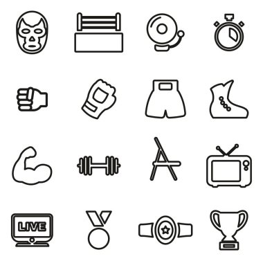 Güreş Simgeleri İnce Satır Vektörü İllüstrasyon Ayarları