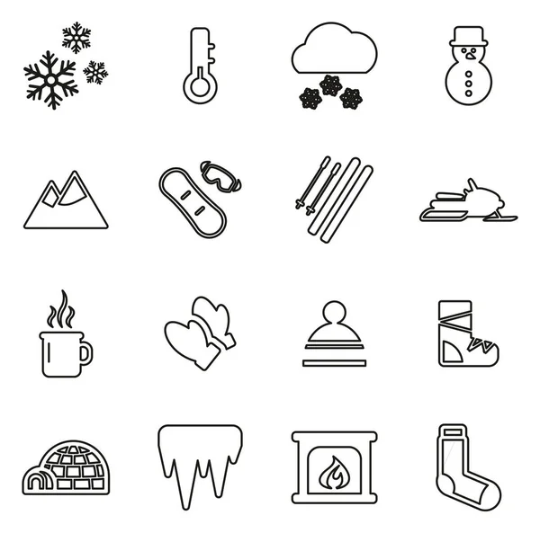Winter Icons Thin Line Vector Illustration Set — Wektor stockowy