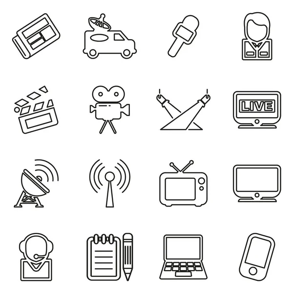 TV Station Icons Thin Line Vector Illustration Set — Stock Vector