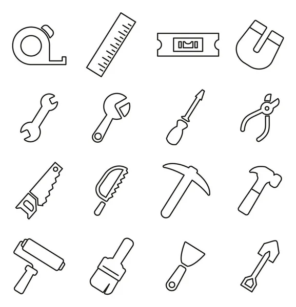Werkzeuge Symbole dünne Linie Vektor Illustration Set — Stockvektor