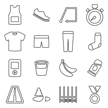 Koşu veya Maraton Simgeleri İnce Satır Vektörü Resmetme Ayarları