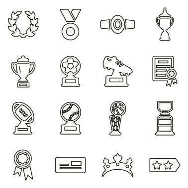 Ödül veya Ödül Simgeleri İnce Satır Vektörü Resimleri